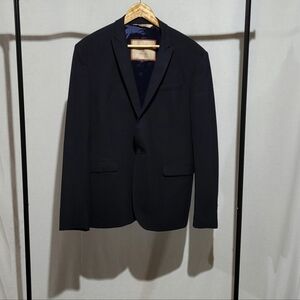Zara Man blazer dark blue one button sportcoat men's suit jacket size 44 preppy